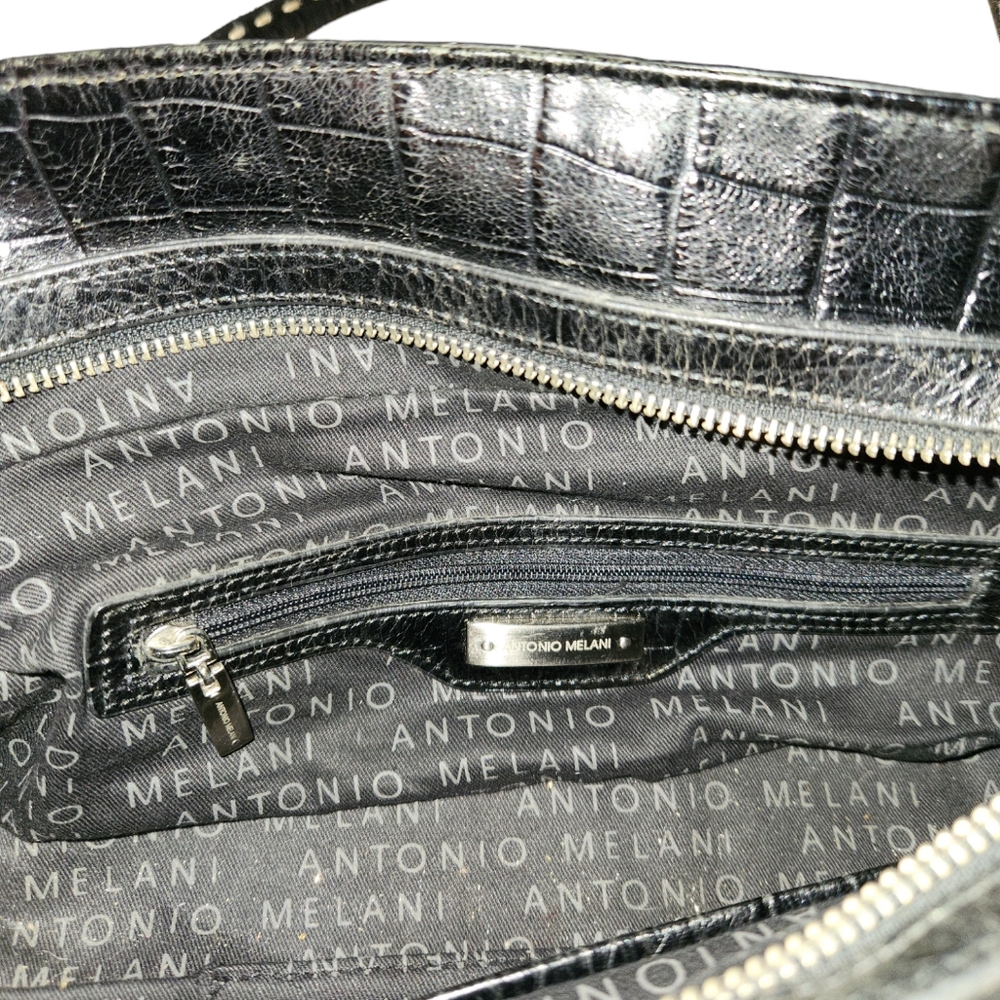 Antonio Melani Rectangular Crocodile Pattern Blac… - image 4